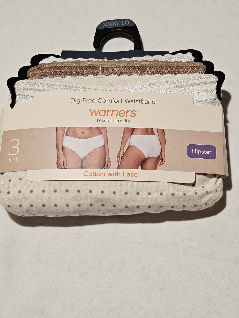 Warner's Women's Hipster Panties 3-Pack in Cream, Brown, White